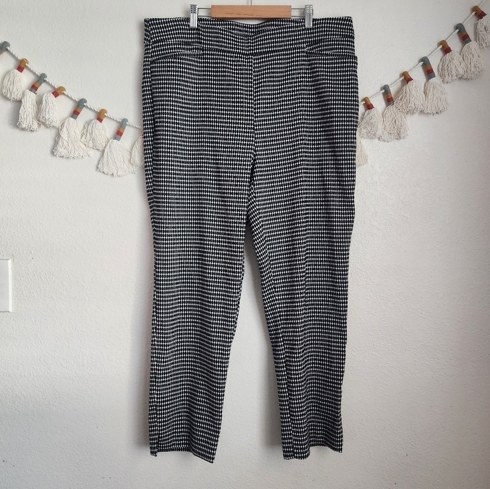 Chicos Printed Ankle Pull On Trouser Pants Contemporary Business Minimalist 16R